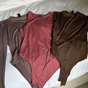 SHEIN Women's Bodysuit Set - Taupe, Pink, Brown, charcoal